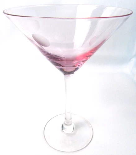🍸 Waterford Marquis Pink Polka Dot Martini Glass ✨ Signed, 7.5", Replacement