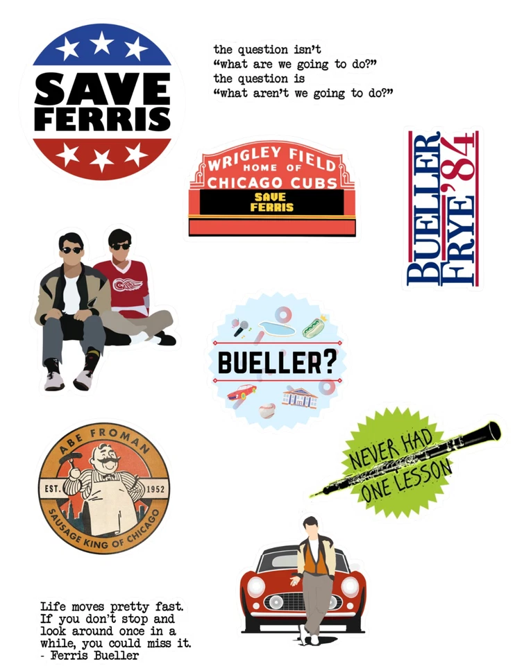 Ferris Bueller 80's Movie Sticker Pack
