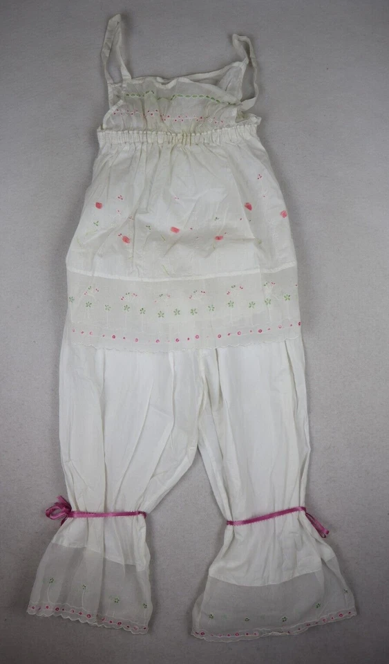 ВИНТАЖНЫЙ ДЕВОЧКИ БЕЛЫЙ ХЛОПОК МАЙКА И BLOOMER БРЮКИ КОМПЛЕКТ - СМ. ФОТОГРАФИИ - Изображение 2 из 4