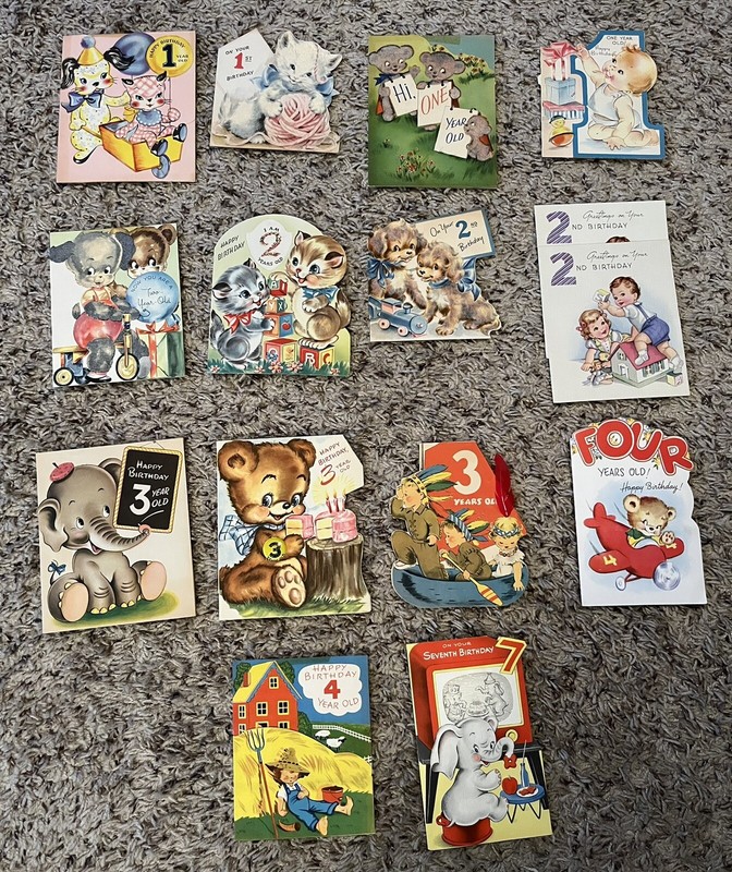 15 Vintage Kids Birthday Cards 1950s-70s