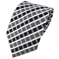 Tigertie Designer Krawatte In Anthrazit Grau Silber Weiss Gestreift - Tie Binder