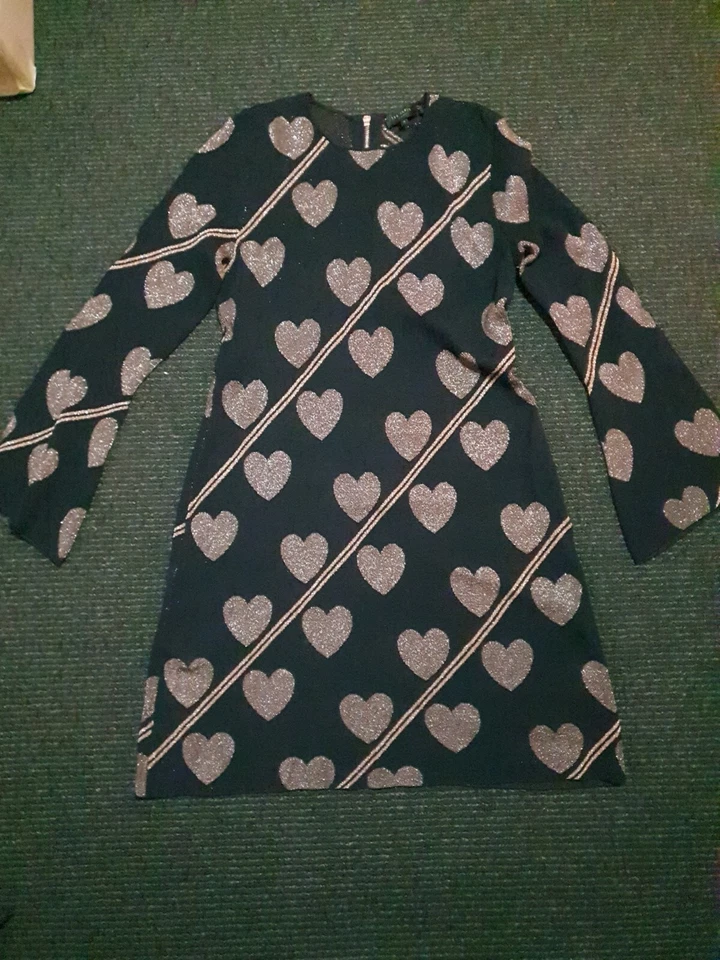 TED BAKER Vestido Falda Completa Estampado Corazón Uzeniaa Manga Ajuste y Acampanado Reino Unido 12 Tb3 Foto 3 de 4