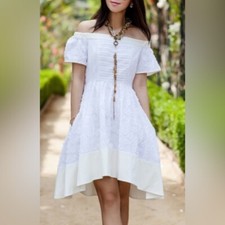 Tibi Sakura Fil Coupe Off-the-Shoulder Textured Mini Dress in White - 2