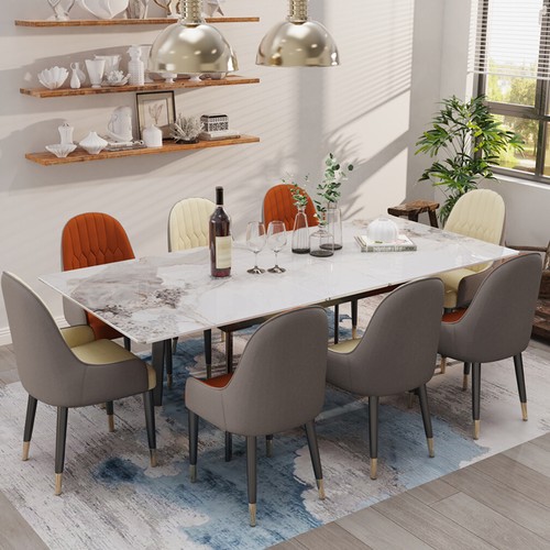 120/160/180cm Sintered Stone Dining Table Extendable Kitchen Table Metal Framed - Picture 40 of 46