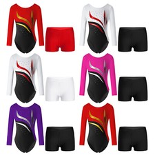 Kids Girls Play Wear Patchwork Dance Leotard Round Neckline Activewear Workout