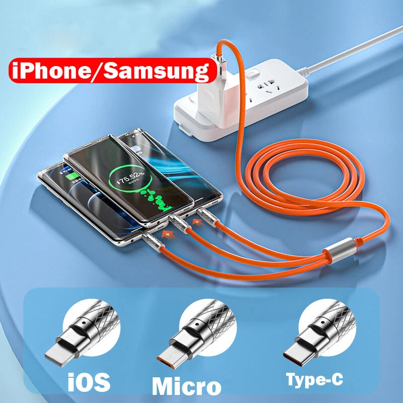 3 in 1 Fast Charging Cable Cell Phone Charger Cord For iPhone Type C Micro LOT - Image 2 of 4