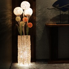 Modern Stehlampe LED Rattan Standleuchte kreative Dimmbar Standleuchte 109cm E27
