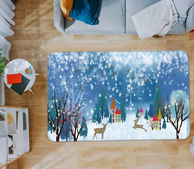 3D Schneeflocken ZHUC2834 Spiel Rutschfester Teppich Matte Foto Teppich Vera