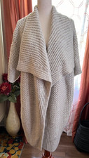 Gap women's open-front cardigan slouchy textured long chunky Stone One Size NWT