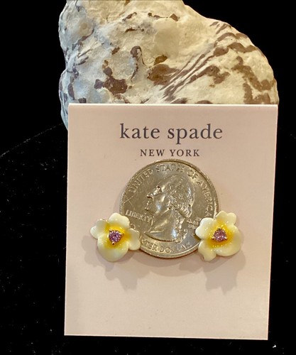 ๐ KATE SPADE DAINTY Precious Pansy Stud Enamel Earrings- NWOT - Picture 3 of 6