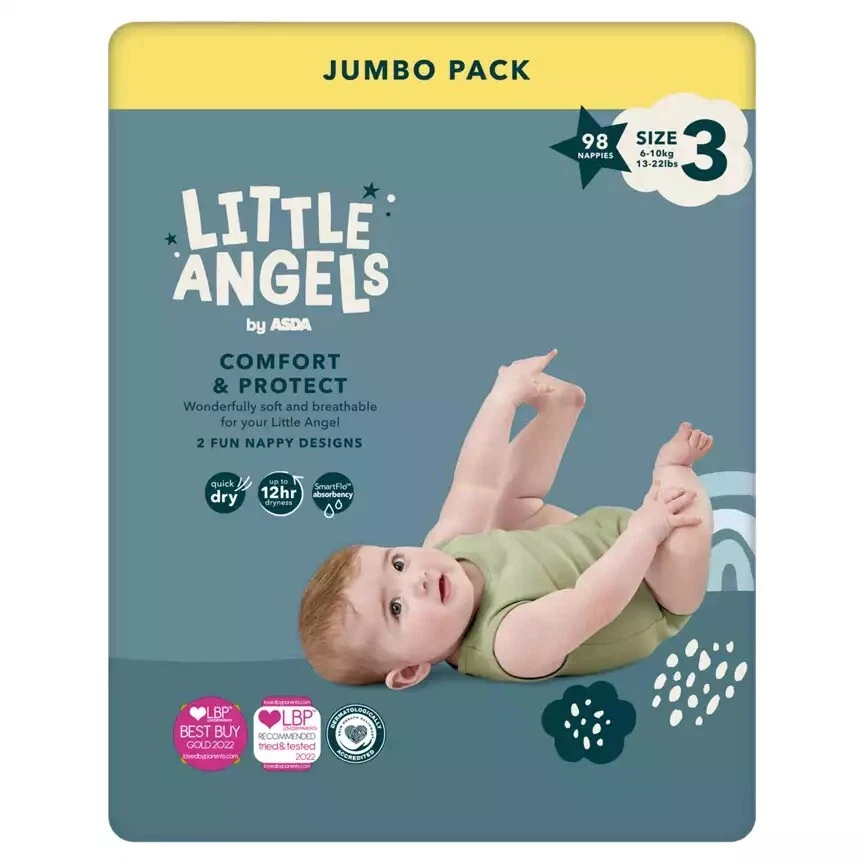 ASDA Little Angels Comfort Protect Nappies Size 3 Jumbo Pack 98 Nappies