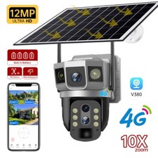 4G Solar PTZ Camera 6K 12MP Three Screens CCTV Auto Tracking Night Vision Camera
