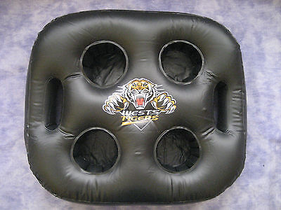 Holds 4 cups NRL WESTS TIGERS INFLATABLE SEAT CUSHION/TRAY 38x31cm NEW!