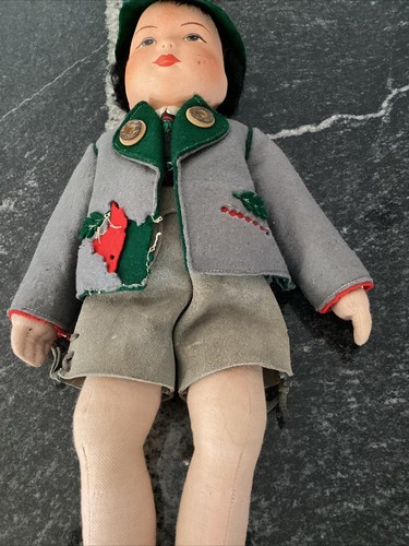 Vintage Nora Wellings? NIEDERLÄNDISCH? Puppe PAAR - Biskuit bemalte Gesichter - aus Stoff gesäte Körper - Bild 4 von 20