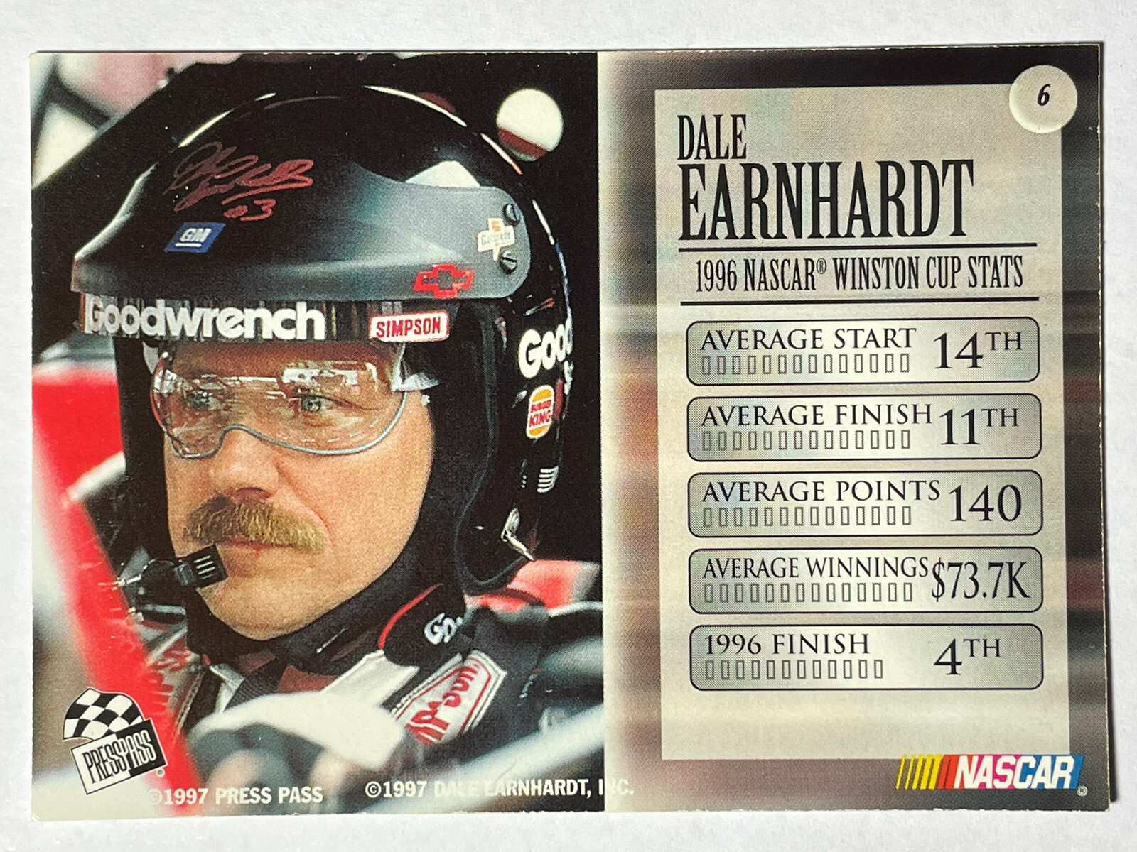 1997 Press Pass VIP 6 Dale Earnhardt for sale online eBay