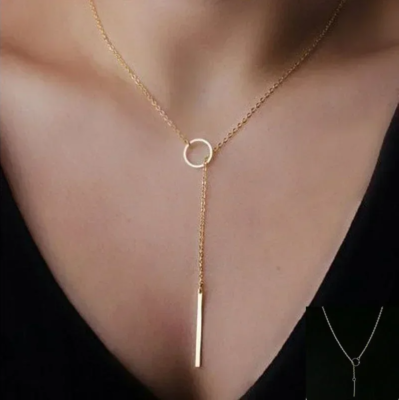 Hoop and Bar Necklace T-Bar Jewellery Chain Necklace UK