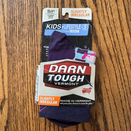 DARN TOUGH JR. KIDS Lifestyle Micro Crew Light Purple Pink Blue Lizard SMALL - Picture 2 of 8