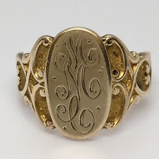 Antique OB OSTBY BARTON 10K GOLD SIgnet RIng 4.3 Gram Size 6.25 Engraved MCM