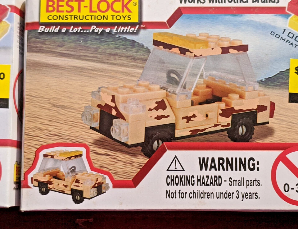 Best Lock Construction Toys LOT of 4 Desert Jeep Truck, 2-Police cars, Tow truck - Image 3 of 4