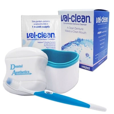 DENTAL AESTHETICS Val-Clean, Zahnbad & Silikonzahnbürste ~ für Valplast flexiblen Zahnersatz