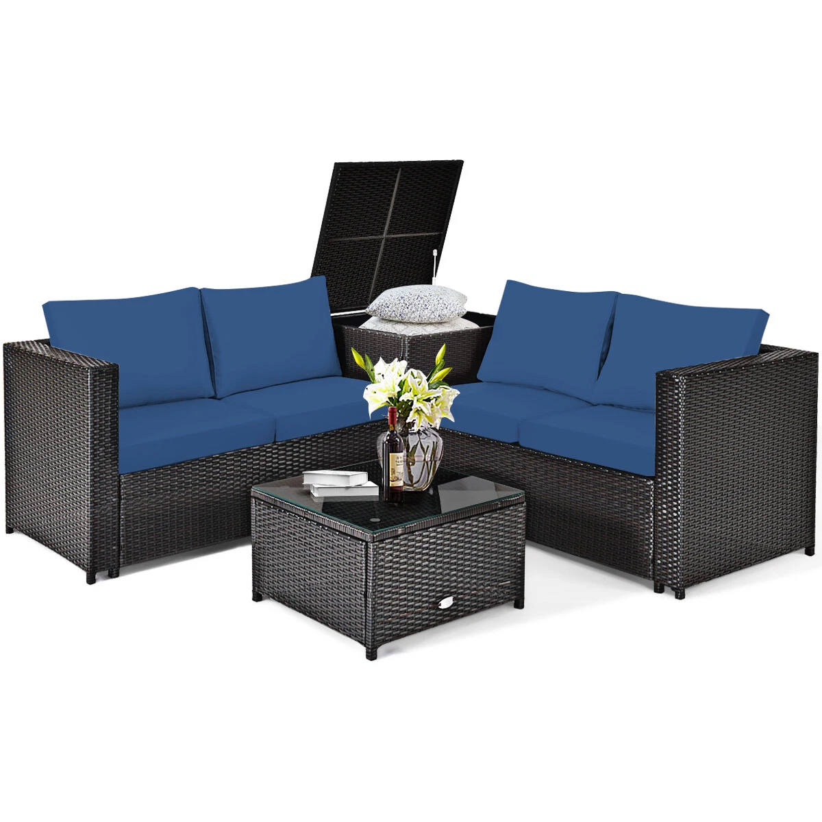 Wicker loveseat sale with storage