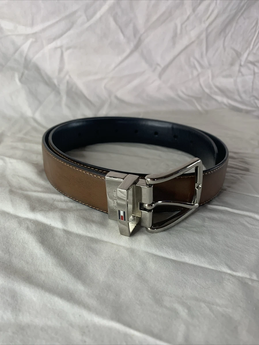 TOMMY HILFIGER Reversible Dress Casual Cognac Black Belt DMHB Size Small 30 32