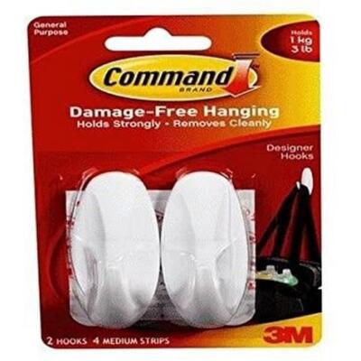 COMMAND 17081 MEDIUM DESIGNER KLEIDUNG BILD HAKEN 2ER-PACK WEISS 3 PFUND 1 KG