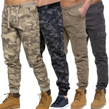 Enzo Herren Military Combat Jogginghose Hose Camouflage Cargo Camo Arbeitshose