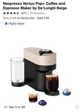 Excellent Condition Nespresso Vertuo Pop+ Cof...