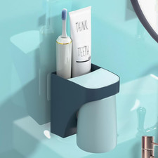Magnetic Cup Holder for Bathroom, Toothbrush Wall Mounted Toothpaste Storage Dr