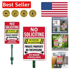 Bright Red 10  x 7  Private Property Sign with Ground-Mount Stake Included