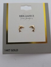Brilliance Fine-Girl's/ Tween 14K Yellow Gold Dolphin Stud Earrings