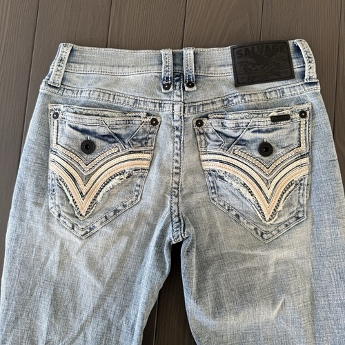 Salvage Supply Co Mayhem Straight Jeans 30x34 Light Blue Stretch Premium Denim - Picture 3 of 15