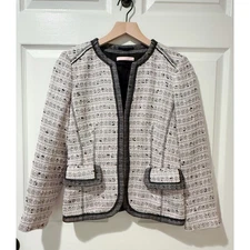 Basler Tweed Metallic Light Pink Black White Blazer Jacket Barbie Prep 2 4 Small