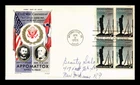 DR JIM STAMPS US COVER APPOMATTOX CIVIL WAR FDC BLOCK OF 4 JACKSON CHICKERING