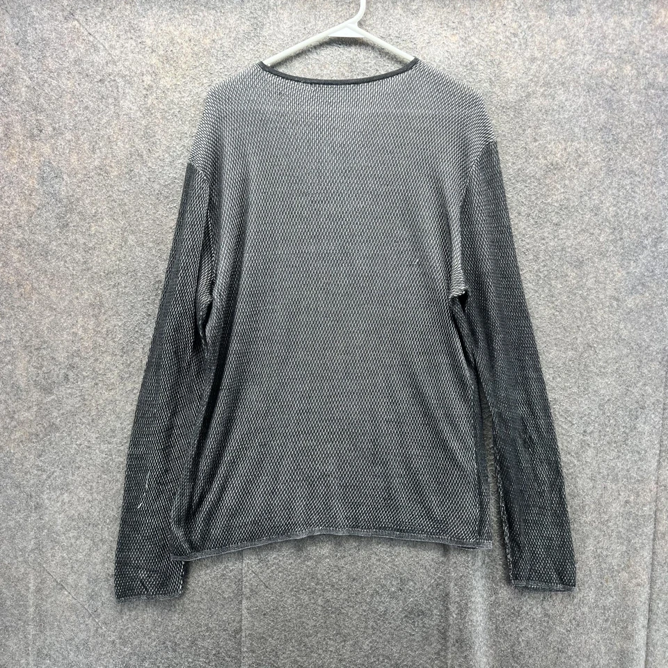 Рубашка мужская John Varvatos большая серая черная Henley с длинным рукавом текстурированная гладкая - Изображение 2 из 4