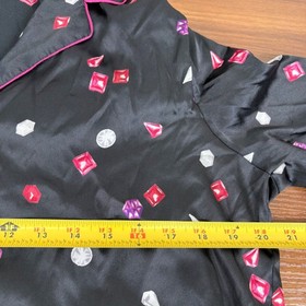 Victoria's Secret Satin Pajama Set Medium Black Gemstone Jewel Print Size M