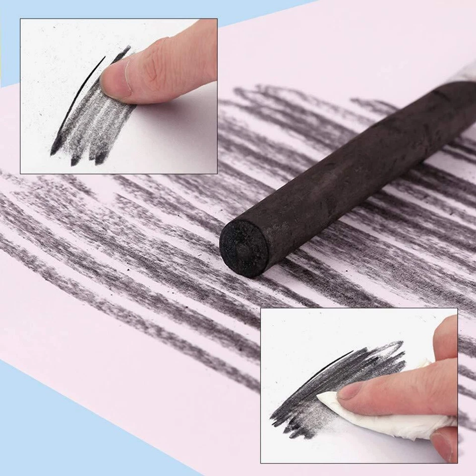 10 Pcs Black Willow Charcoal Sticks Drawing Pencils with Metal Box - Image 4 of 4