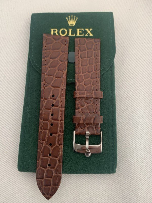 ROLEX Brown Leather Band 20mm Silver Plated Buckle NOS Vintage Old Stock Used