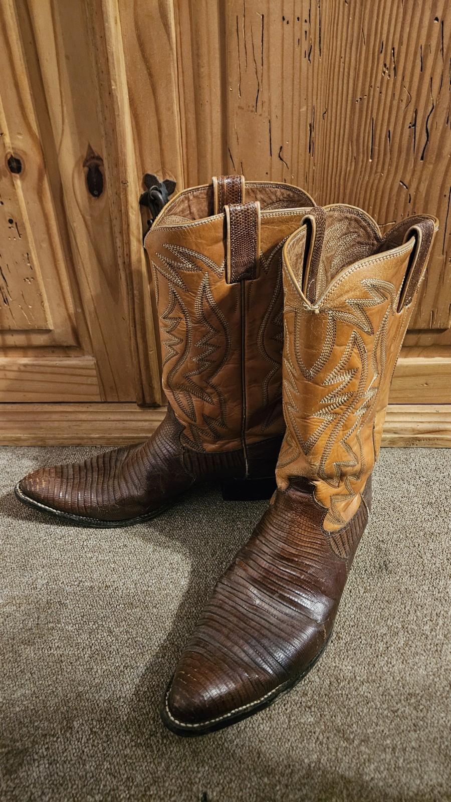 Men's Justin Brown Two Tone Cowboy Boots Size 11