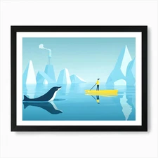 Polar Bears In The Water Art Print  Framed Wall Art Poster Canvas Print Picture