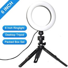 6 in Dimmable LED Ring Light with Clip USB Powered Selfie Laptop Light US