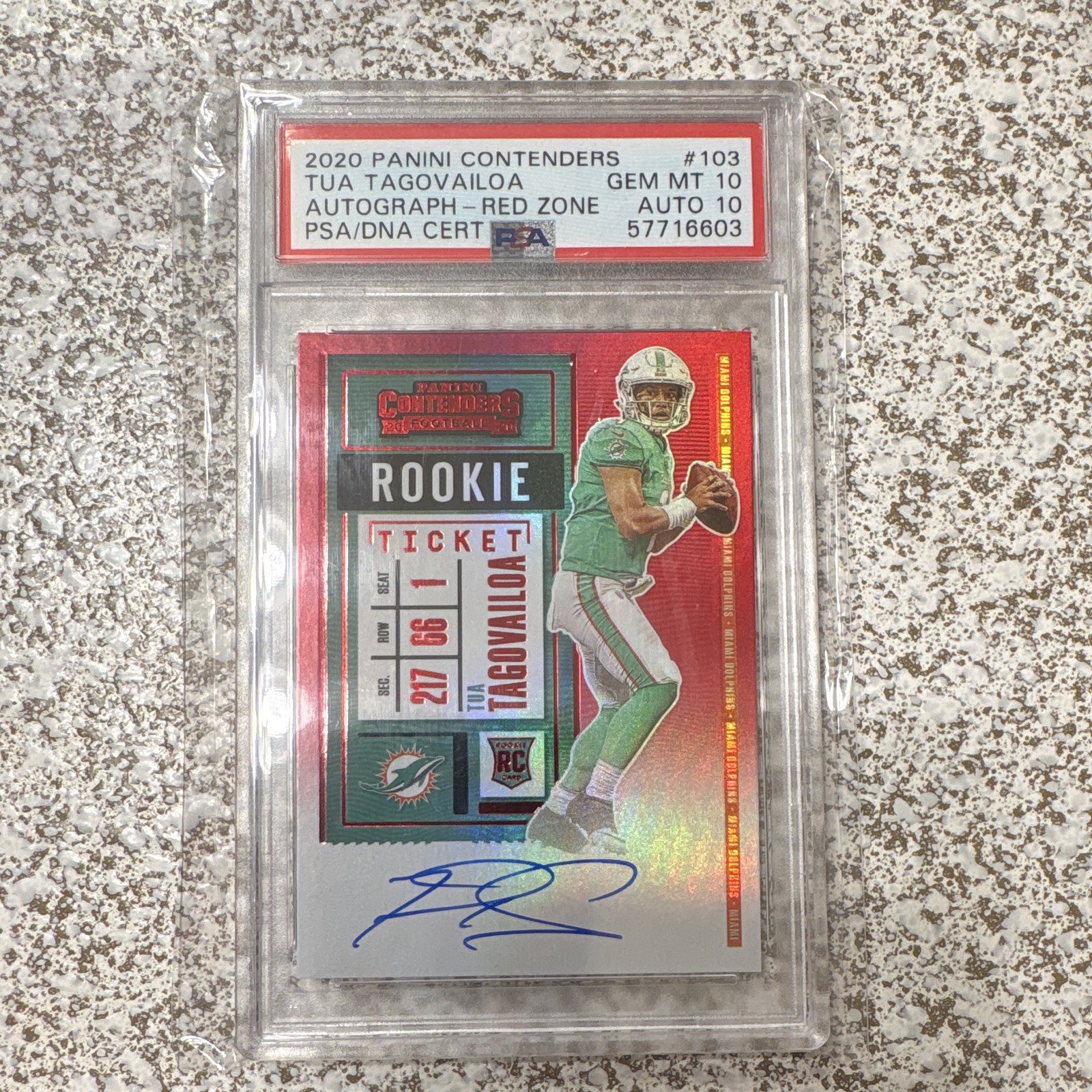 Tua Tagovailoa Panini Contenders #103 Autograph-Red Zone