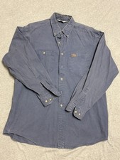 Vintage Carhartt Shirt Mens Medium Blue Canvas Rugged Outdoor Wear see Desc.