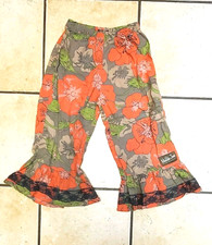 Matilda Jane You  Me Big Ruffle Floral Pants Tan Orange Spring Fall Girls 6