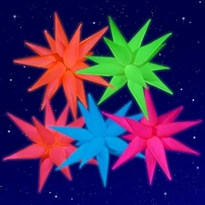 Mega-L Glow in The Dark Party Supplies Neon Star Balloons 5 Pcs Star（26 Inch）