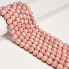 Natural Pink Opal Smooth Round Beads Size 6mm 8mm 10mm 15.5 '' Strand