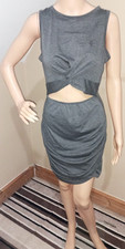 Sales Grey Cut Out Front Bodycon Sleeveless Party Clubwear Mini Dress Size 8/10