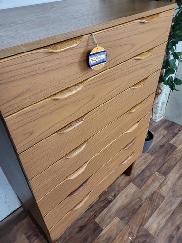 Vintage Mid-Century Europa Teak Tallboy Chest Of 7 Drawers Scandi Retro MCM - Picture 5 of 9