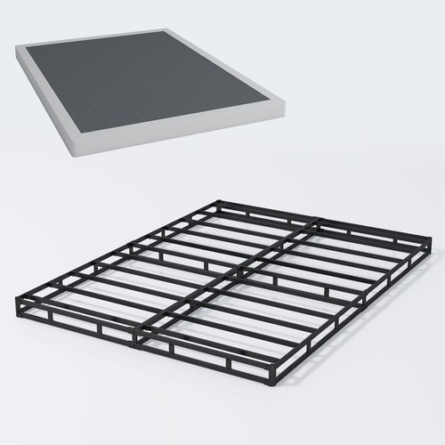 Queen Box Spring 4 Inch Heavy Duty Metal Box Springs Mattress Foundation with - Picture 8 of 9